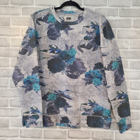 Star Wars On The Byas Sweatshirt Mens Large Gray Blue Crewneck Deathstar - Picture 1 of 7